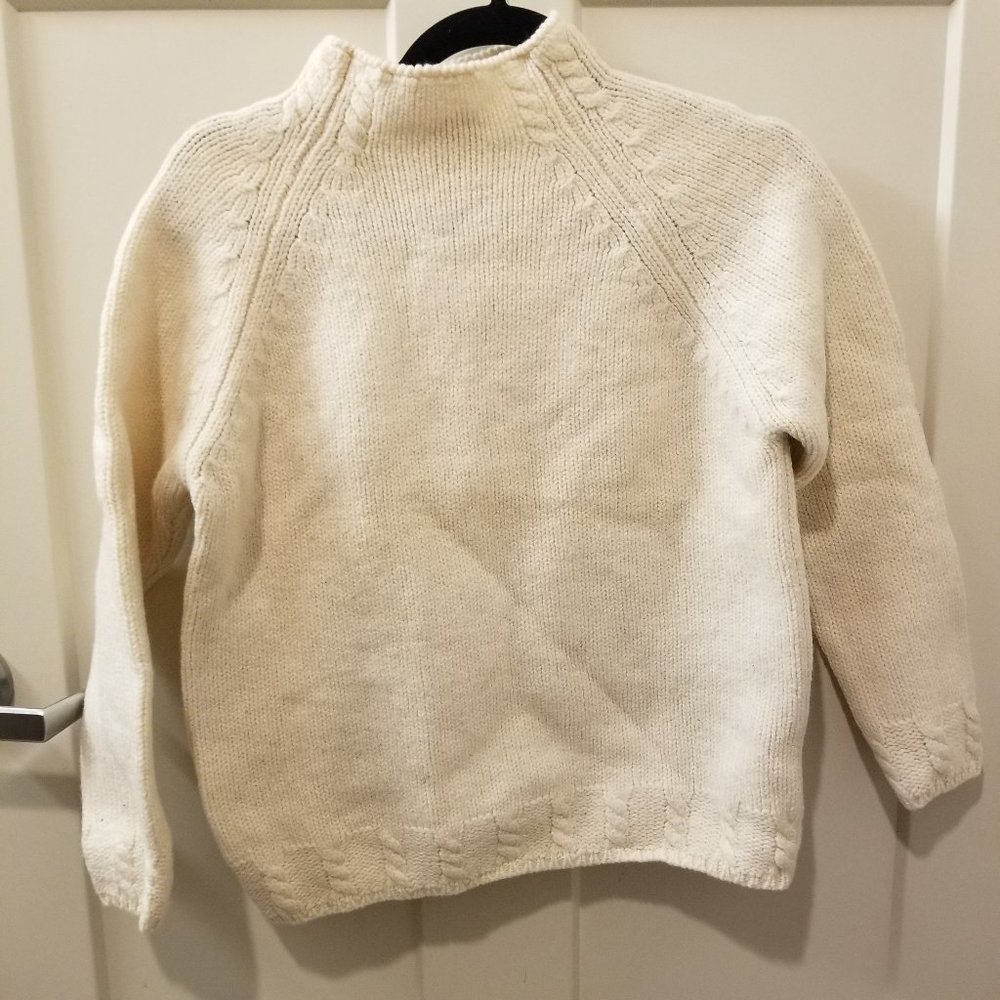 Willi Smith 100% Merino Wool White Sweater - Size Small Warm Soft Knit Vintage